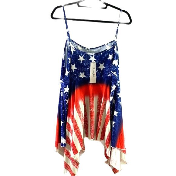 ROSEGAL American Flag Sleeveless High Low Tank Top Size 5X - Picture 5 of 11